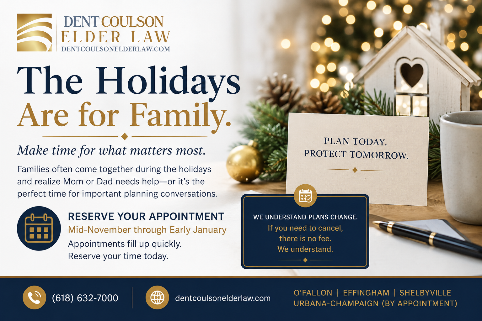 Holiday appointment planning with Dent Coulson Elder Law
